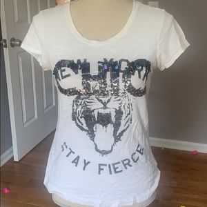 Express tiger graphic tee chic ny sequins fierce